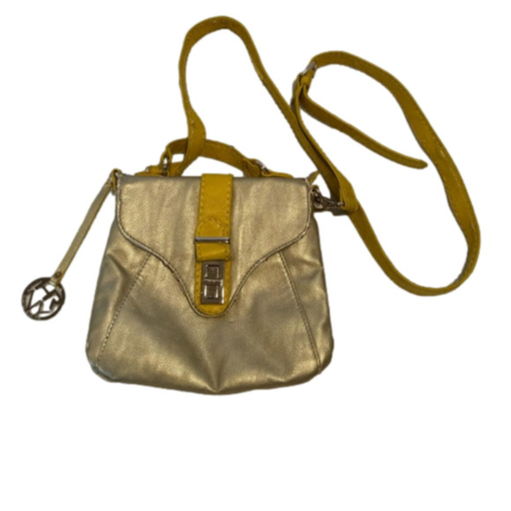 Hilary Radley New York faux leather gold/yellow crossbody handbag